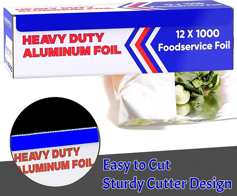 Pokanic Aluminum Foil Wrap Roll 12 in x 1000 ft Heavy Duty Commercial and Home Use for Food, BBQ, Grilling, Cooking, Baking, Roasting, Party (12 in x 1000 ft, 1 Pack) - Image 2
